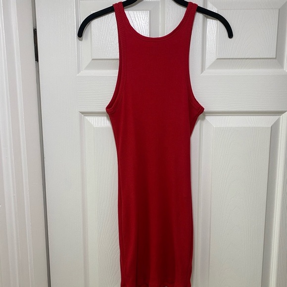 red windsor midi double lined dress L party bodycon tight summer rubbed soft - Picture 4 of 5